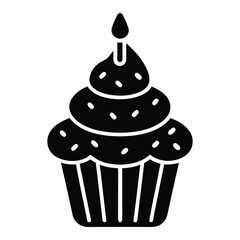 cupcake icon with candle and sprinkles