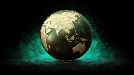 Fototapeta premium Antique Earth Globe, mystic smoky teal background