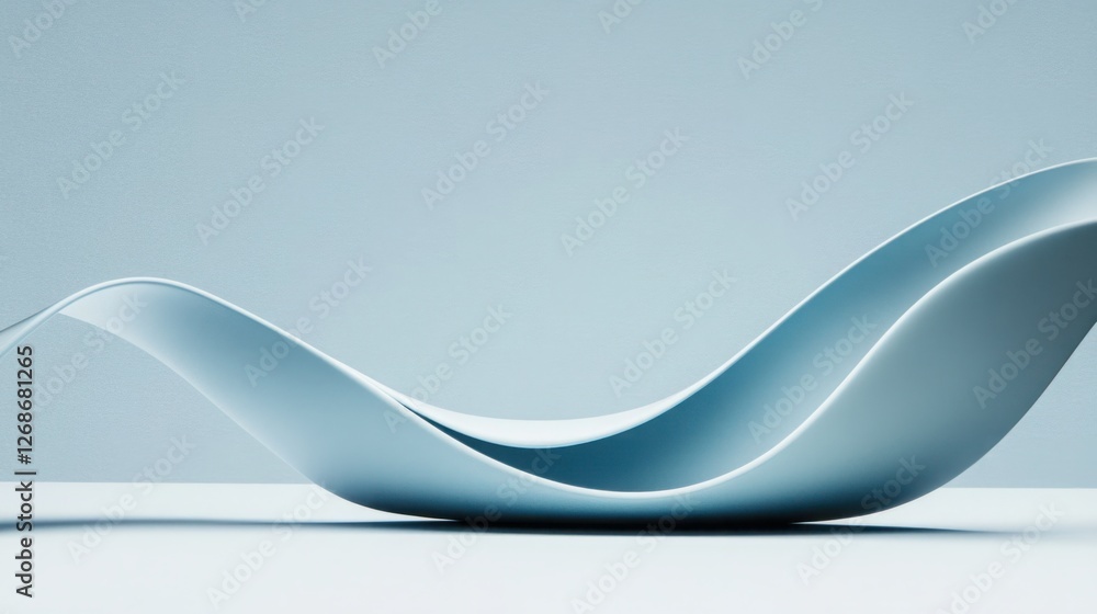 Aufkleber elegant curved design of a minimalist blue object on a smooth surface against a soft background, emp