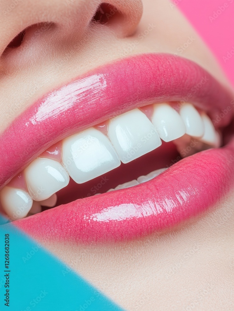 Poster brightening smiles through teeth whitening with visible results in close up view highlighting transf