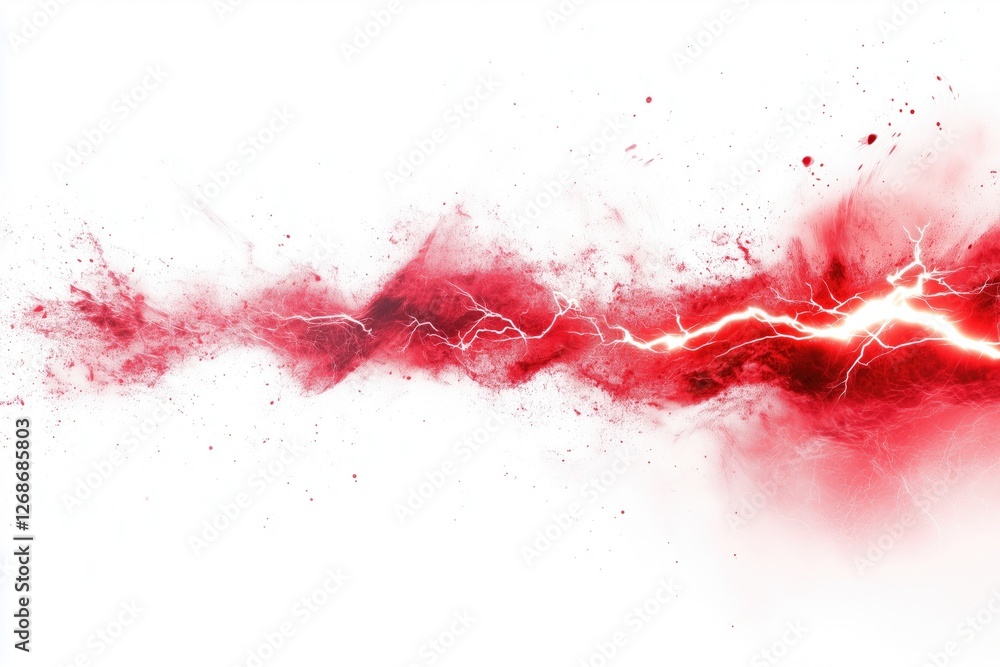 Poster a vibrant abstract background featuring red lightning bolts and splashes of color.
