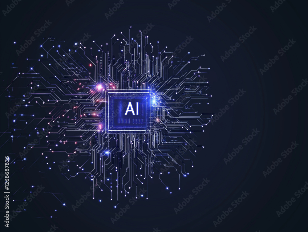 Poster ai processing power: abstract conceptual representation of artificial intelligence, a glowing ai chi