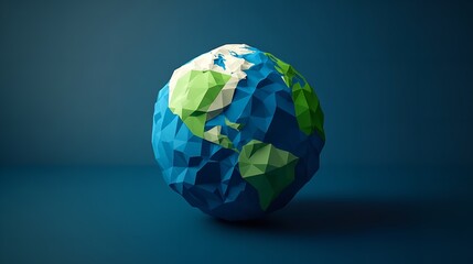 3D Rendering Low Poly Earth Globe Illustration


