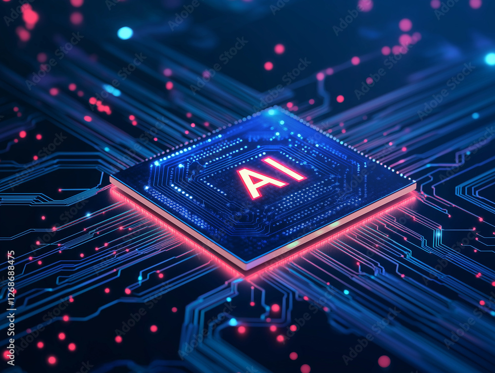 Poster ai processor: a glowing red 