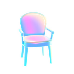 Fototapeta premium Chair holographic 3D icon. neon symbol vector illustration isolated on white background. Generative AI