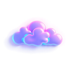 Fototapeta premium Cloud holographic 3D icon. neon symbol vector illustration isolated on white background. Generative AI