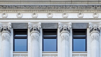 Fototapeta premium Classical Architecture: Elegant Facade Detail of a Building