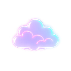 Cloud holographic 3D icon. neon symbol vector illustration isolated on white background. Generative AI