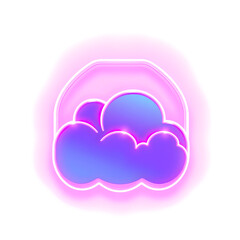 Fototapeta premium Cloud holographic 3D icon. neon symbol vector illustration isolated on white background. Generative AI