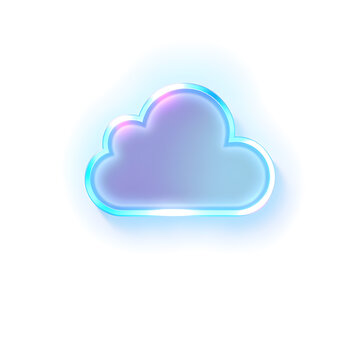 Cloud holographic 3D icon. neon symbol vector illustration isolated on white background. Generative AI