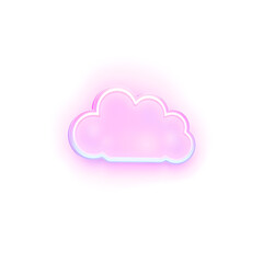 Fototapeta premium Cloud holographic 3D icon. neon symbol vector illustration isolated on white background. Generative AI