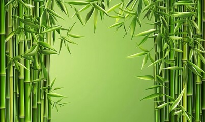 A vibrant green bamboo background with detailed textures, perfect for creating an elegant and exotic Asian-inspired setting for product photography. The bamboo stalks form the bamboo forest background