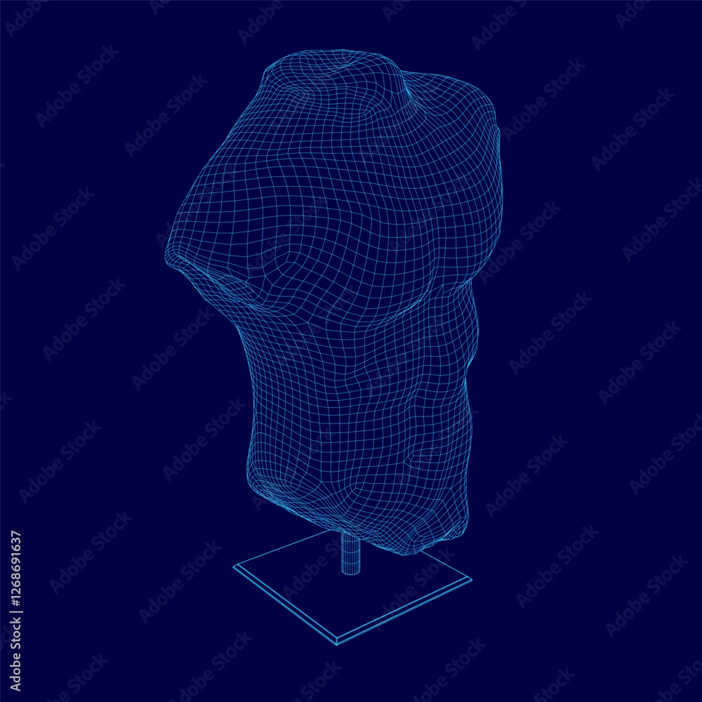 Aufkleber a blue 3d image of a man's torso. the image is a computer generated rendering of a human body