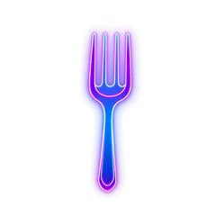 Fork holographic 3D icon. neon symbol vector illustration isolated on white background. Generative AI