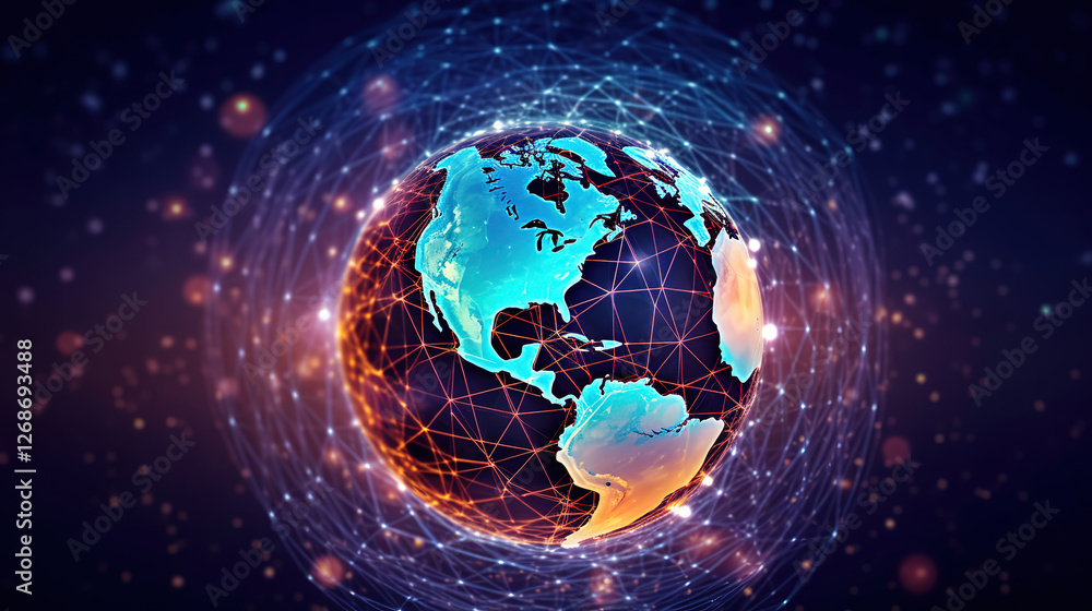 Poster iot and blockchain connectivity in europe for secure data transfer and businessman