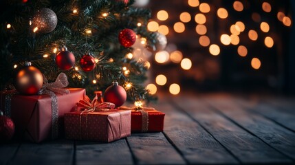 Sparkling Christmas Presents Under a Twinkling Tree