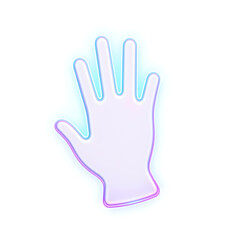Obraz premium Glove holographic 3D icon. neon symbol vector illustration isolated on white background. Generative AI