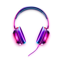 Headphones holographic 3D icon. neon symbol vector illustration isolated on white background. Generative AI