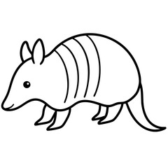 Modern Armadillo Outline Illustration