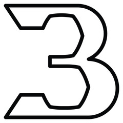 Number 3 icon line vector illustration