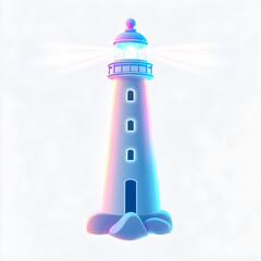 Lighthouse holographic 3D icon. neon symbol vector illustration isolated on white background. Generative AI