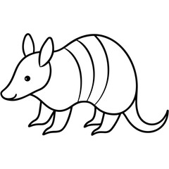 Modern Armadillo Outline Illustration