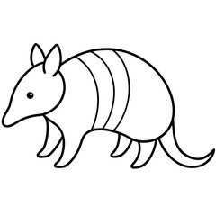 Modern Armadillo Outline Illustration