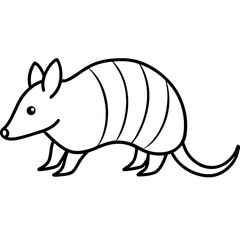 Modern Armadillo Outline Illustration