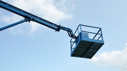 Elevated Construction Platform Suspended High Against a Clear Blue Sky