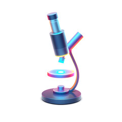 Microscope holographic 3D icon. neon symbol vector illustration isolated on white background. Generative AI