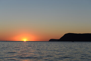 Colorful autumn sunset over the Black Sea in the vicinity of Balaklava, Crimean Peninsula