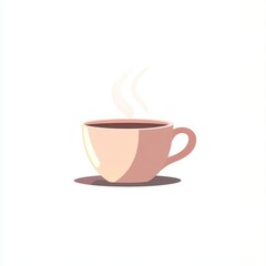 Obraz premium Steaming Coffee Cup, inviting morning beverage, warm ambiance, cozy atmosphere, flat illustration, perfect for relaxation and comfort