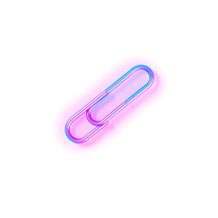 Paper clip holographic 3D icon. neon symbol vector illustration isolated on white background. Generative AI
