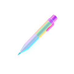 Pencil holographic 3D icon. neon symbol vector illustration isolated on white background. Generative AI