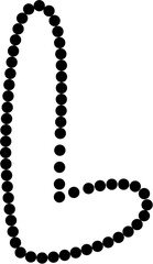 Vector illustration of uppercase letter L in dashed line style. Ideal for kids' tracing worksheets, coloring pages, and educational materials.