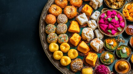 Obraz premium Festive Diwali Sweets Platter: Ladoos, Jalebis & More