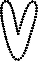 Vector illustration of uppercase letter V in dashed line style. Ideal for kids' tracing worksheets, coloring pages, and educational materials.