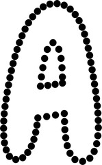 Vector illustration of uppercase letter A in dashed line style. Ideal for kids' tracing worksheets, coloring pages, and educational materials.