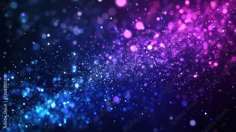 Poster colorful particle lights blend together in a beautiful bokeh effect background with a cosmic glow