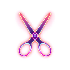 Scissors holographic 3D icon. neon symbol vector illustration isolated on white background. Generative AI