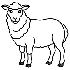 Modern Sheep Outline Artwork
