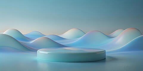 Abstract Blue Wave Background with Platform