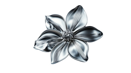 Naklejka premium Silver metal flower blooming with transparent background