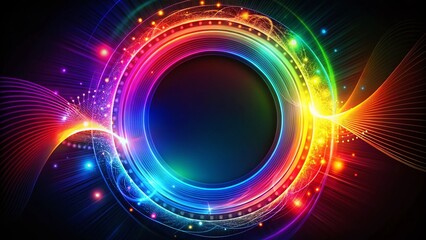Fototapeta premium Abstract Colorful Circles, Lines, and Waves in a Round Frame - Perfect for Backgrounds
