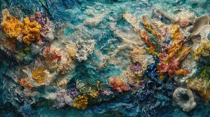 Naklejka premium Underwater Seascape Abstract Textured Coral Reef Painting
