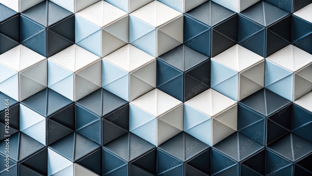 Poster abstract geometric pattern, triangular tessellation, 3d cubes background