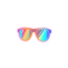 Fototapeta premium Sunglasses holographic 3D icon. neon symbol vector illustration isolated on white background. Generative AI