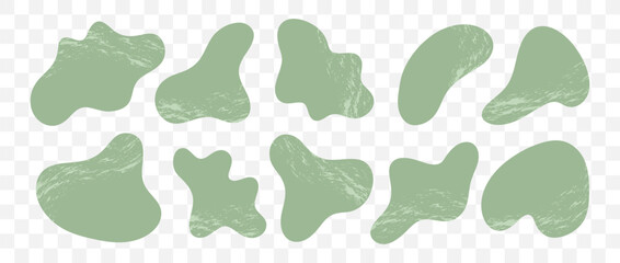 Freeform colorful shapes. Abstract irregular random blobs. Modern graphic design elements. Vector set isolated on transparent background.