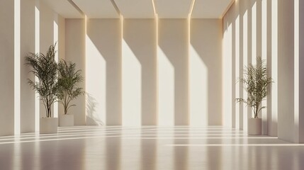 Modern office lobby with clean, minimal design and natural light, embodying simplicity and elegance.
