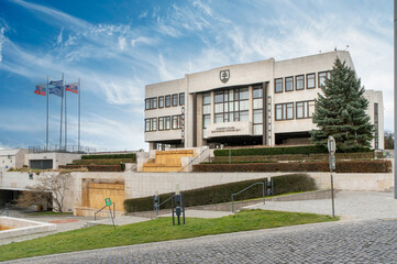 Naklejka premium The National Council of the Slovak Republic ( Narodna rada Slovenskej republiky ) building in Bratislava. Slovakia.
